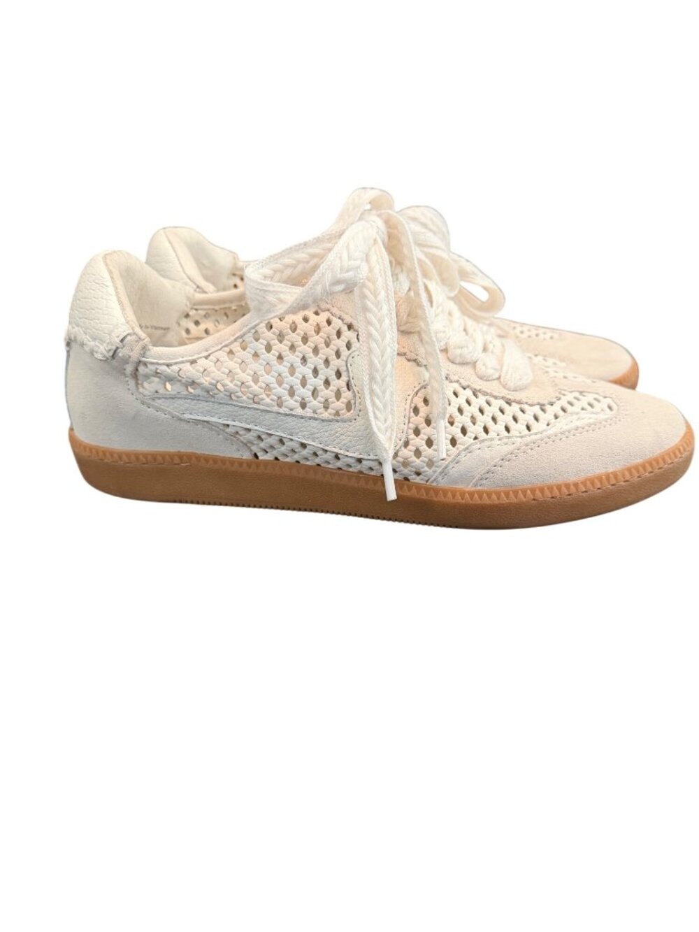 Dolce Vita Womens White Mesh Lace-Up Sneakers US Size 9 Casual Gum Sole